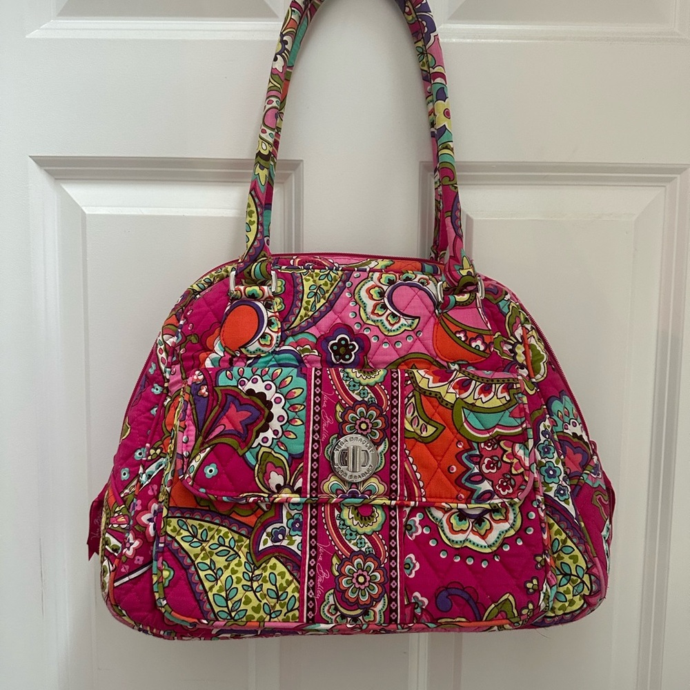 Vera Bradley Pink and Orange Shoulder Bag with Paisley Print